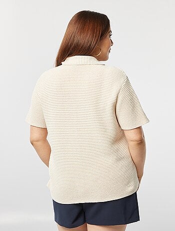 Cardigan a coste e maniche corte