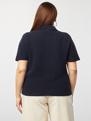 Cardigan a coste e maniche corte