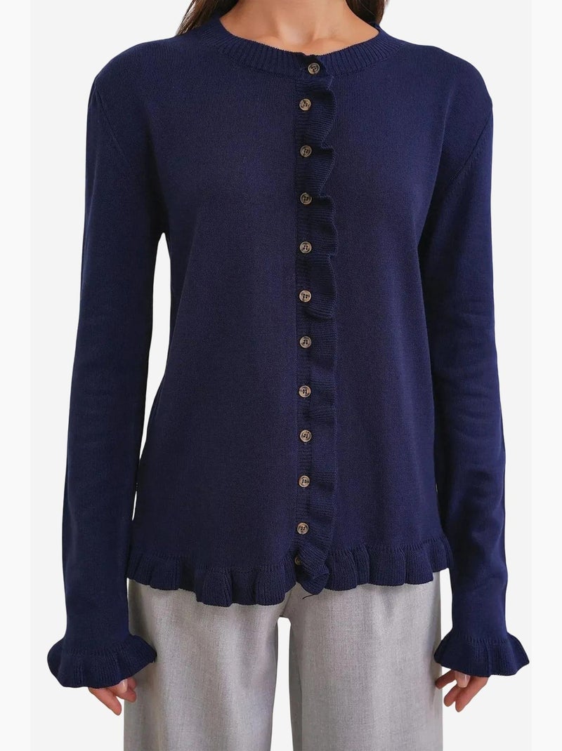 Cardigan a coste in maglia con ruches mixray Blu marino - Kiabi