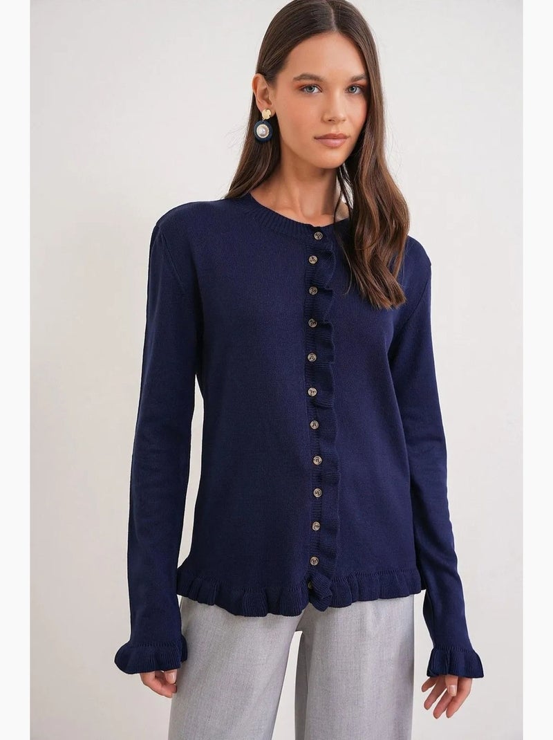 Cardigan a coste in maglia con ruches mixray Blu marino - Kiabi