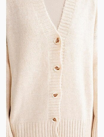 Cardigan a coste in maglia con scollo a v e bottoni mixray