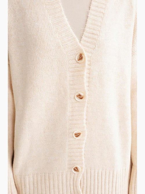Cardigan a coste in maglia con scollo a v e bottoni mixray - Kiabi