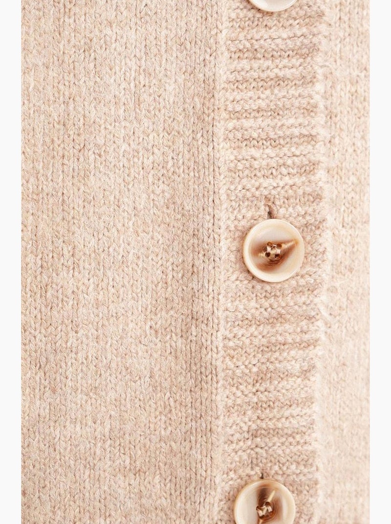 Cardigan a coste in maglia con scollo a v e bottoni mixray Beige argilla - Kiabi