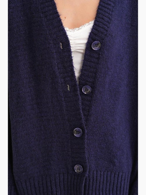 Cardigan a coste in maglia con scollo a v e bottoni mixray - Kiabi