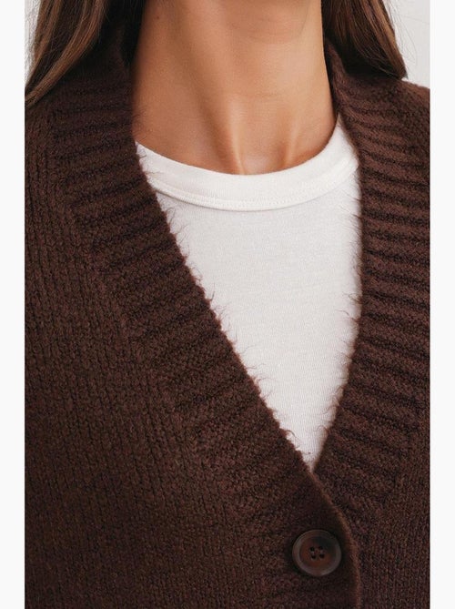 Cardigan a coste in maglia con scollo a v e bottoni mixray - Kiabi Cardigan a coste in maglia con scollo a v e bottoni mixray - Kiabi