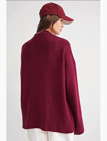 Cardigan a coste in maglia con scollo a v e bottoni mixray
