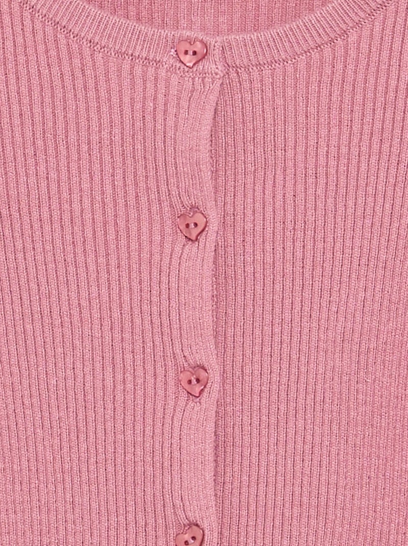 Cardigan a costine a maniche lunghe Rosa - Kiabi