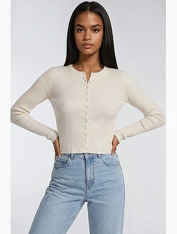 Cardigan a costine slim fit con bottoni mixray