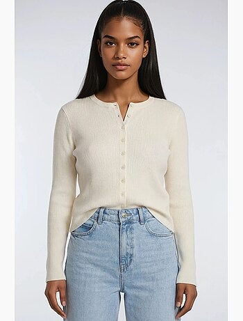 Cardigan a costine slim fit con bottoni mixray