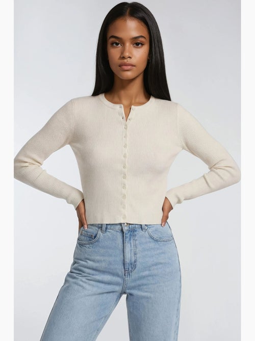 Cardigan a costine slim fit con bottoni mixray - Kiabi