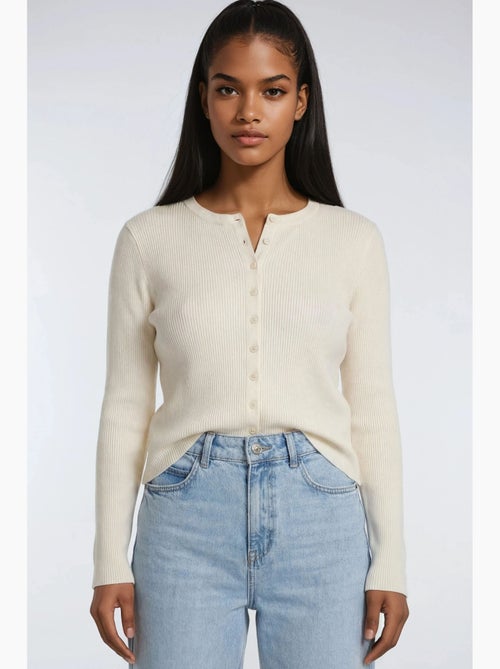 Cardigan a costine slim fit con bottoni mixray - Kiabi