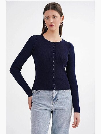 Cardigan a costine slim fit con bottoni mixray