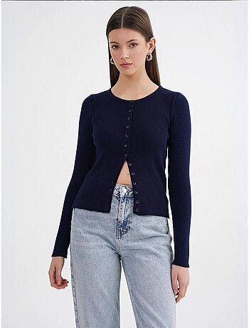 Cardigan a costine slim fit con bottoni mixray