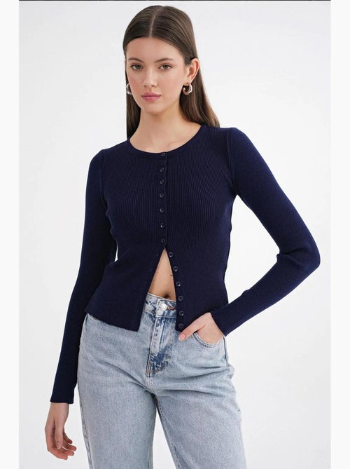 Cardigan a costine slim fit con bottoni mixray - Kiabi Cardigan a costine slim fit con bottoni mixray - Kiabi