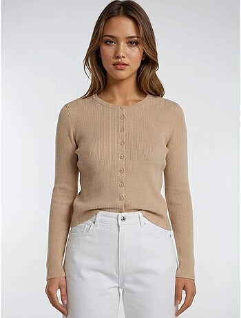 Cardigan a costine slim fit con bottoni mixray
