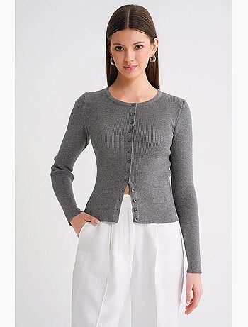 Cardigan a costine slim fit con bottoni mixray