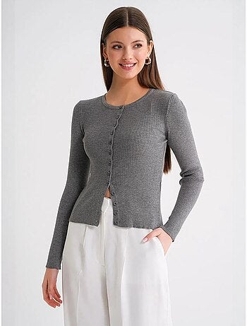 Cardigan a costine slim fit con bottoni mixray