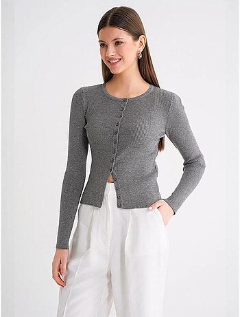 Cardigan a costine slim fit con bottoni mixray