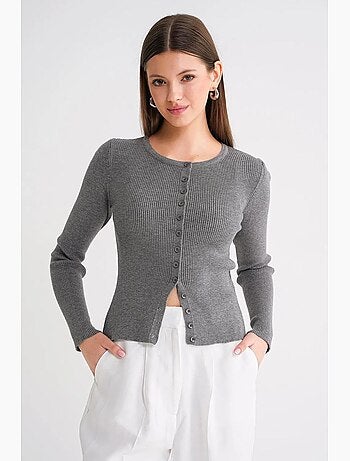 Cardigan a costine slim fit con bottoni mixray