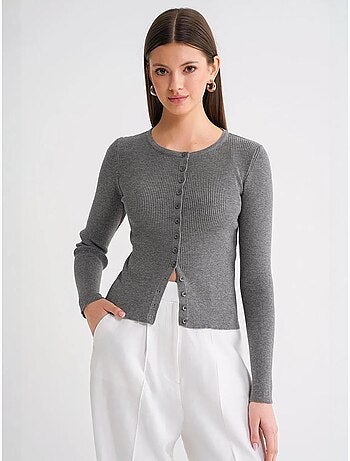 Cardigan a costine slim fit con bottoni mixray