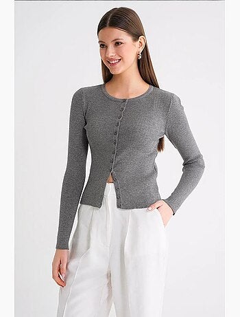 Cardigan a costine slim fit con bottoni mixray