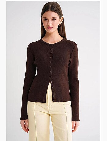 Cardigan a costine slim fit con bottoni mixray