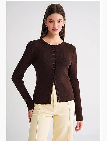 Cardigan a costine slim fit con bottoni mixray