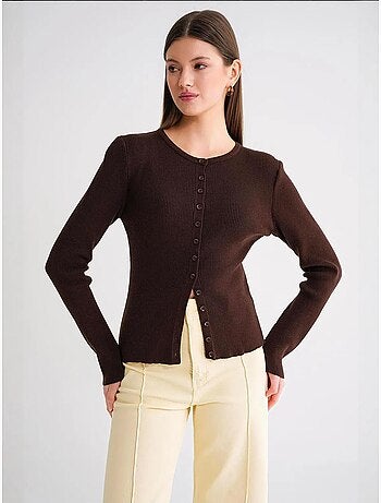 Cardigan a costine slim fit con bottoni mixray