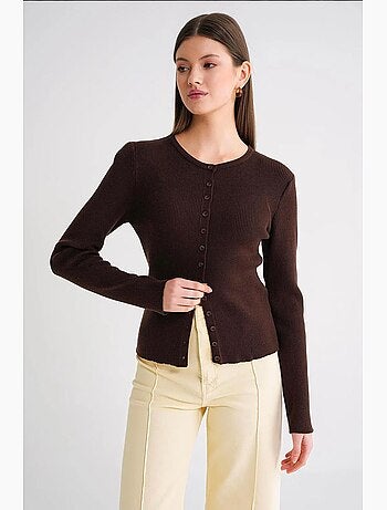 Cardigan a costine slim fit con bottoni mixray