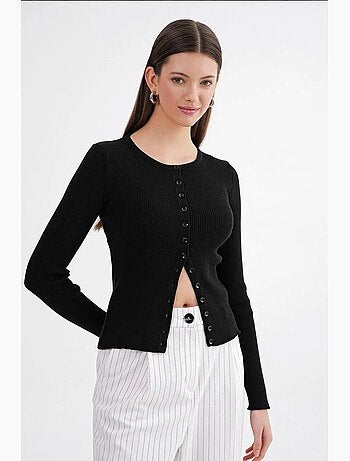 Cardigan a costine slim fit con bottoni mixray