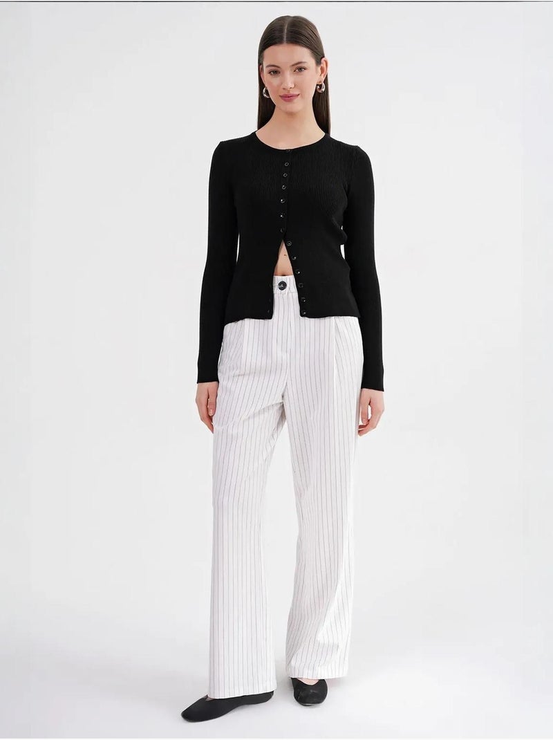 Cardigan a costine slim fit con bottoni mixray Nero - Kiabi