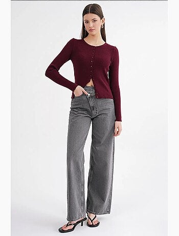Cardigan a costine slim fit con bottoni mixray