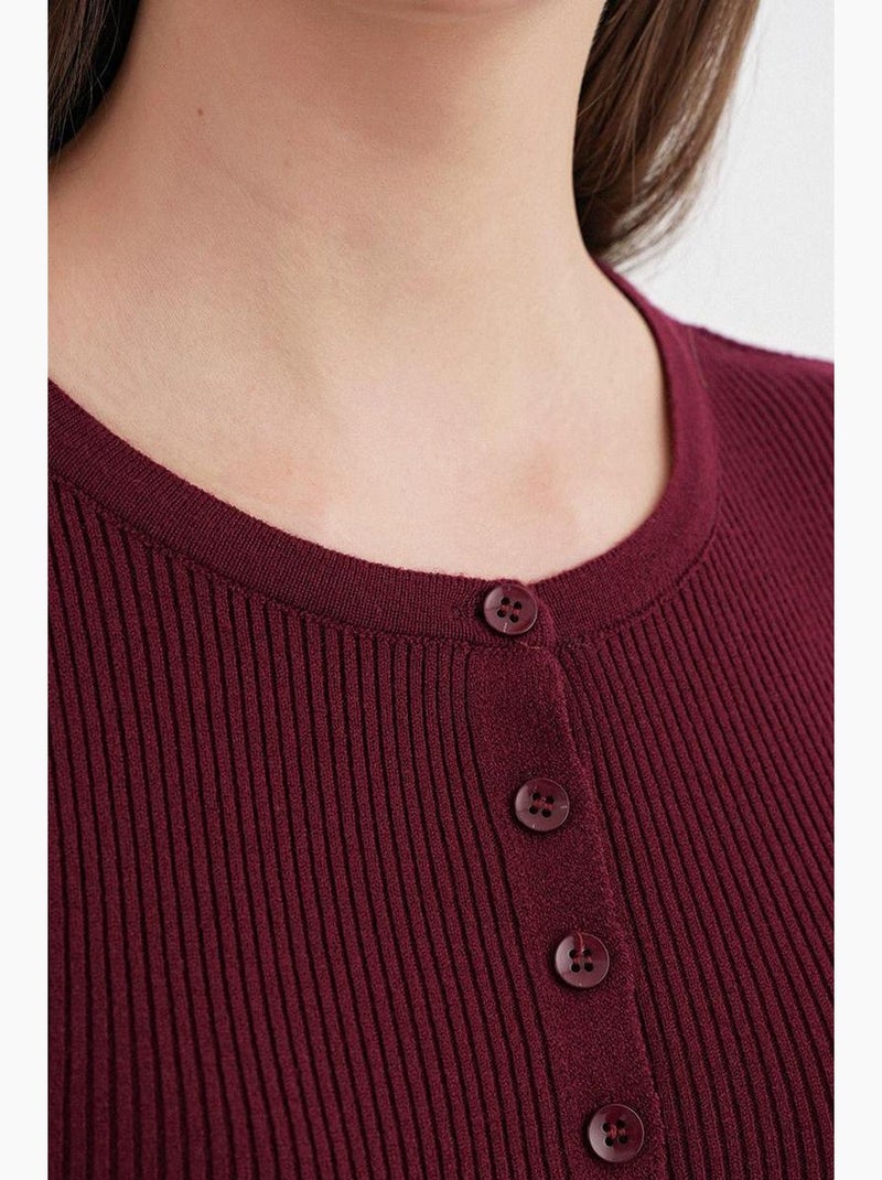 Cardigan a costine slim fit con bottoni mixray Rosso bordeaux - Kiabi