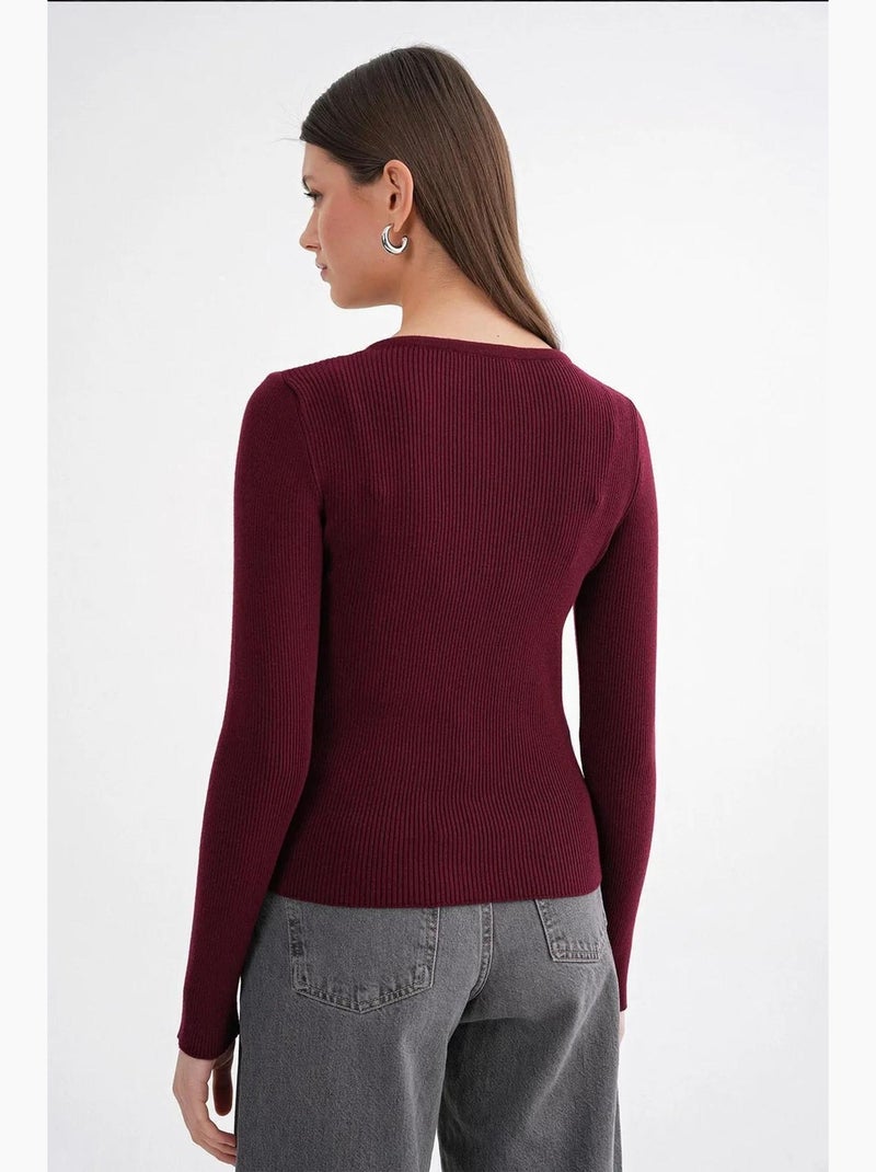 Cardigan a costine slim fit con bottoni mixray Rosso bordeaux - Kiabi