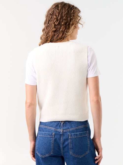 Cardigan a girocollo in maglia a trama grossa senza maniche - Kiabi
