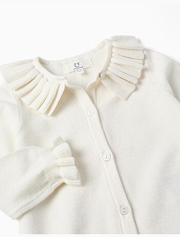 Cardigan a maglia con collar e cuffs arricciati