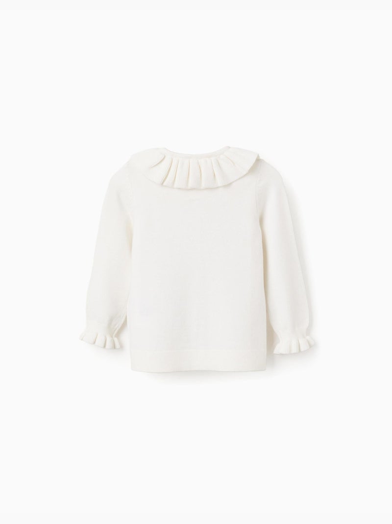 Cardigan a maglia con collar e cuffs arricciati Bianco - Kiabi