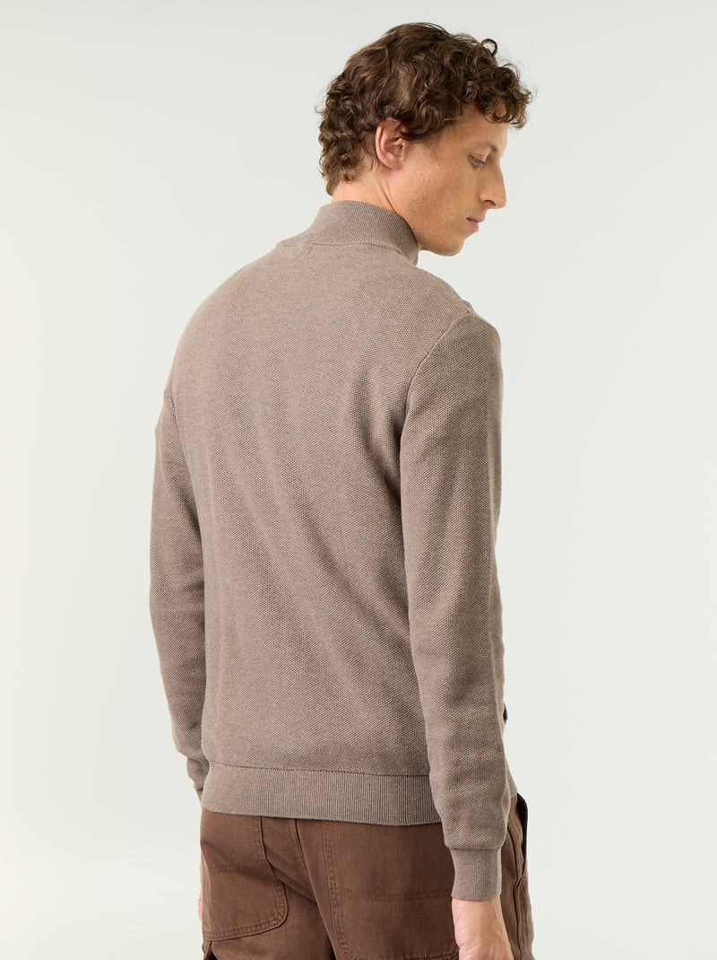 Cardigan a maglia fine con cerniera Marrone - Kiabi