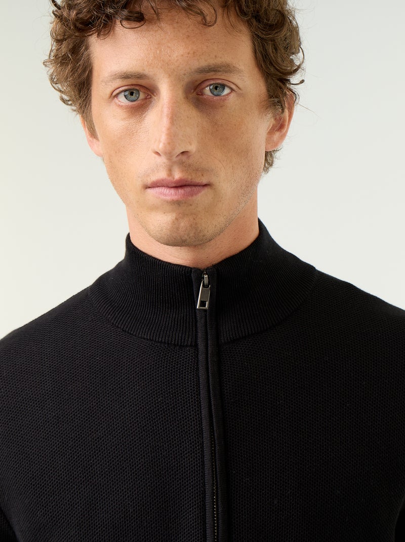 Cardigan a maglia fine con cerniera Nero - Kiabi