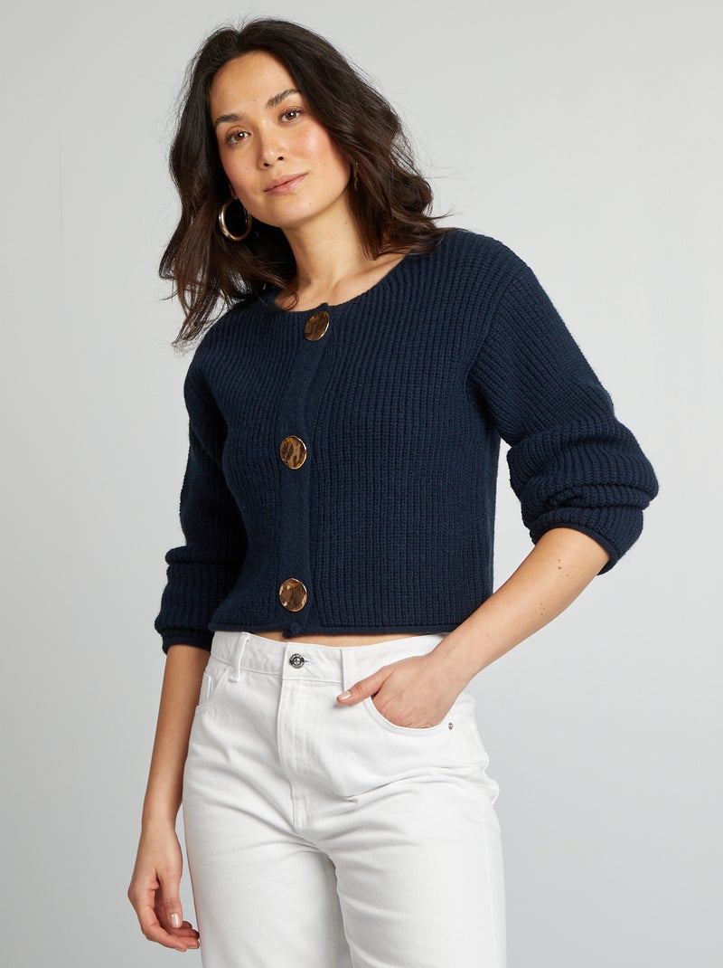 Cardigan a maglia grossa con bottoni grandi BLU - Kiabi