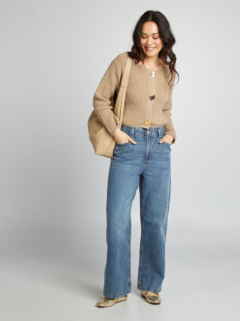Cardigan a maglia grossa con bottoni grandi MARRONE - Kiabi