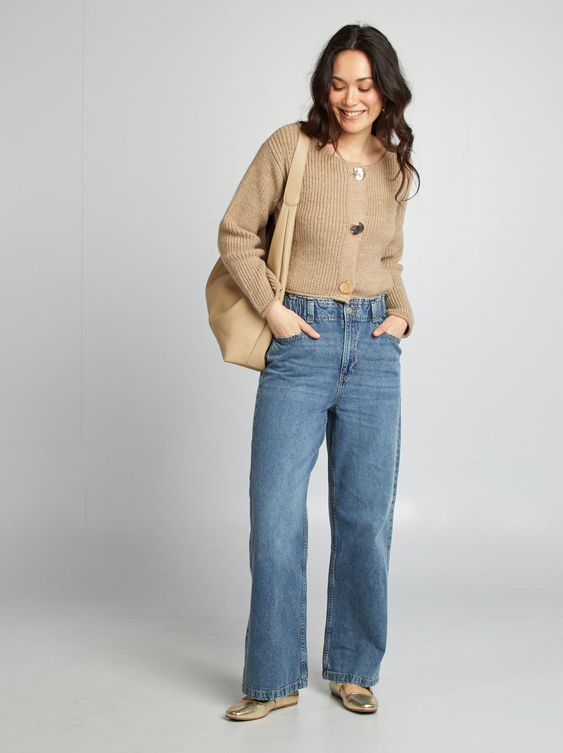 Cardigan a maglia grossa con bottoni grandi MARRONE - Kiabi