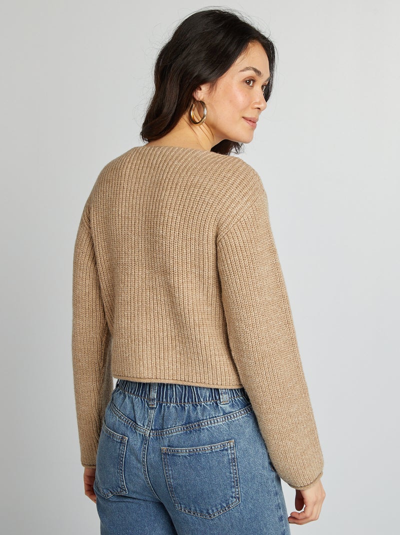 Cardigan a maglia grossa con bottoni grandi MARRONE - Kiabi