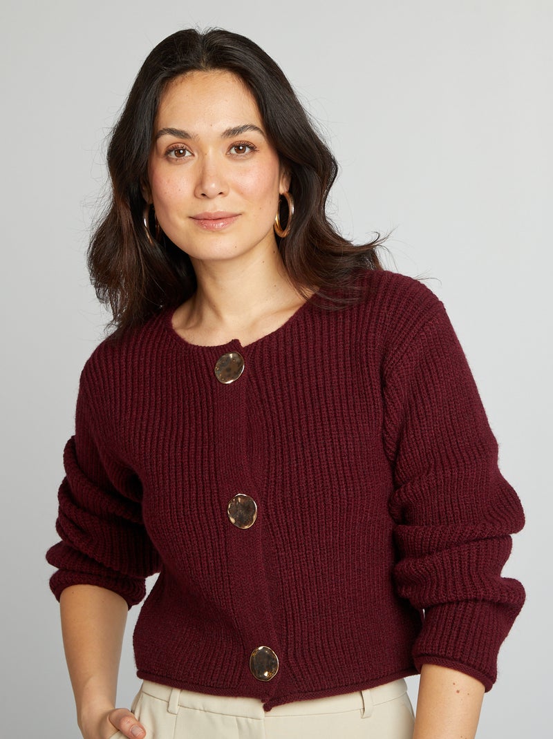Cardigan a maglia grossa con bottoni grandi ROSSO - Kiabi