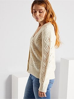 Cardigan a maglia grossa traforata - Kiabi