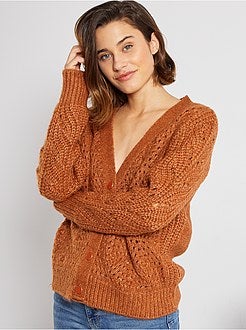 Cardigan a maglia grossa traforata - Kiabi