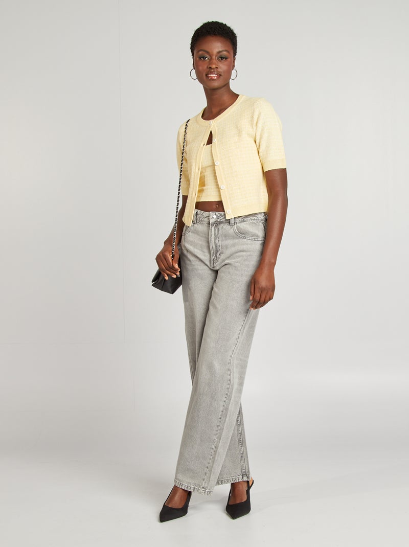 Cardigan a maniche corte in maglia a quadri GIALLO - Kiabi