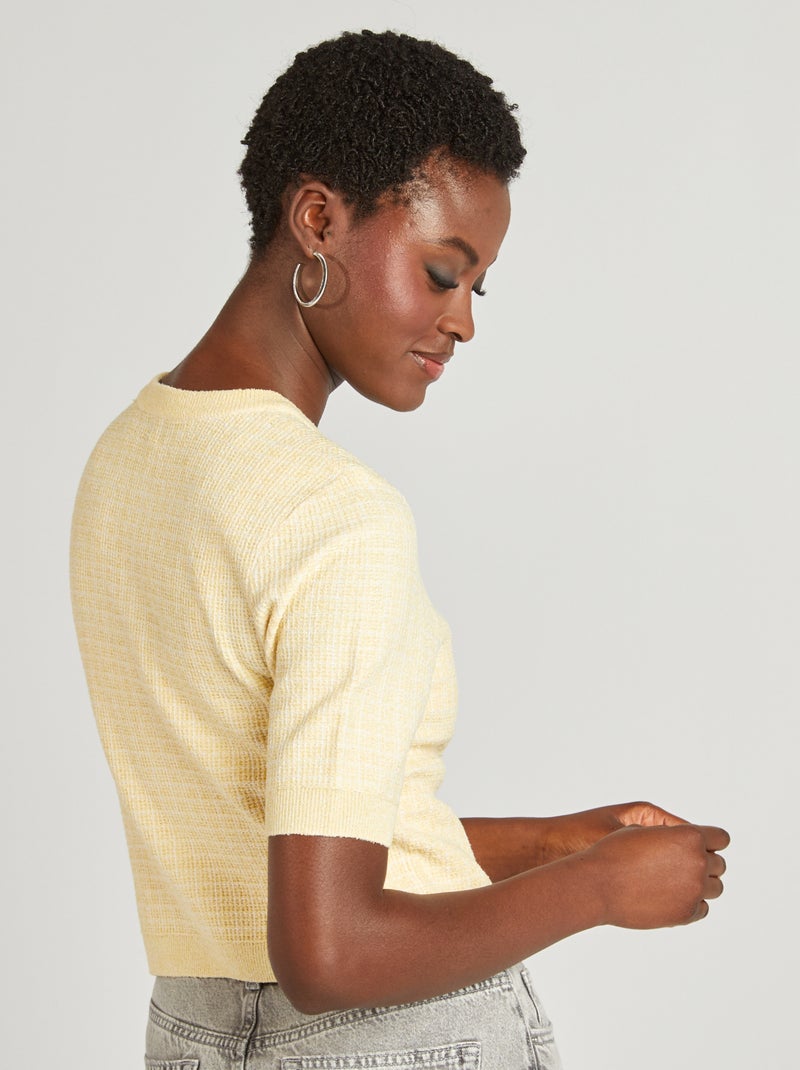 Cardigan a maniche corte in maglia a quadri GIALLO - Kiabi