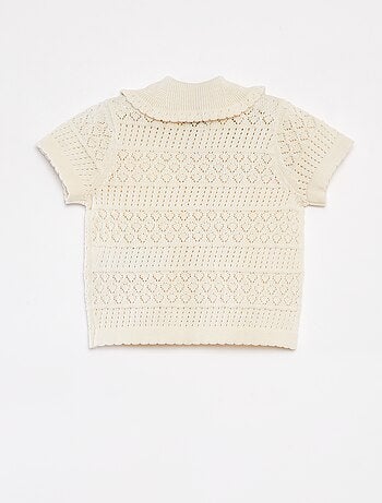 Cardigan a maniche corte in maglia traforata