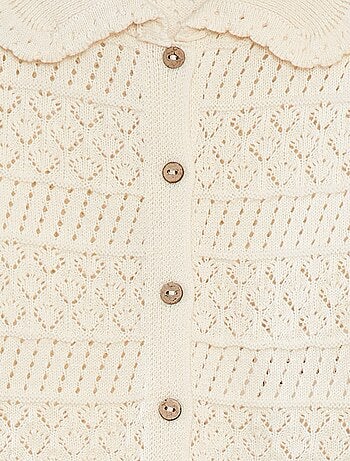 Cardigan a maniche corte in maglia traforata